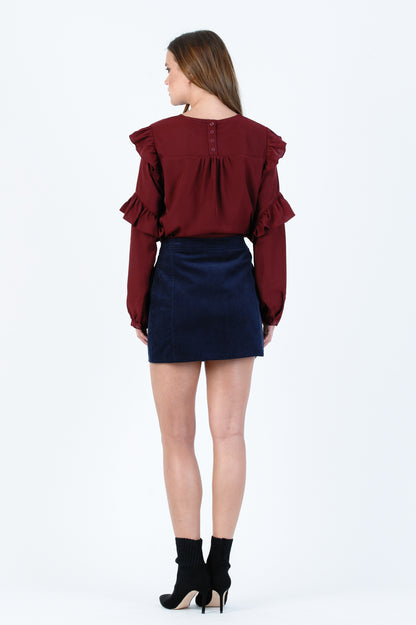 ANNALISE HI LO BLOUSE-BURGUNDY – Lucca Couture