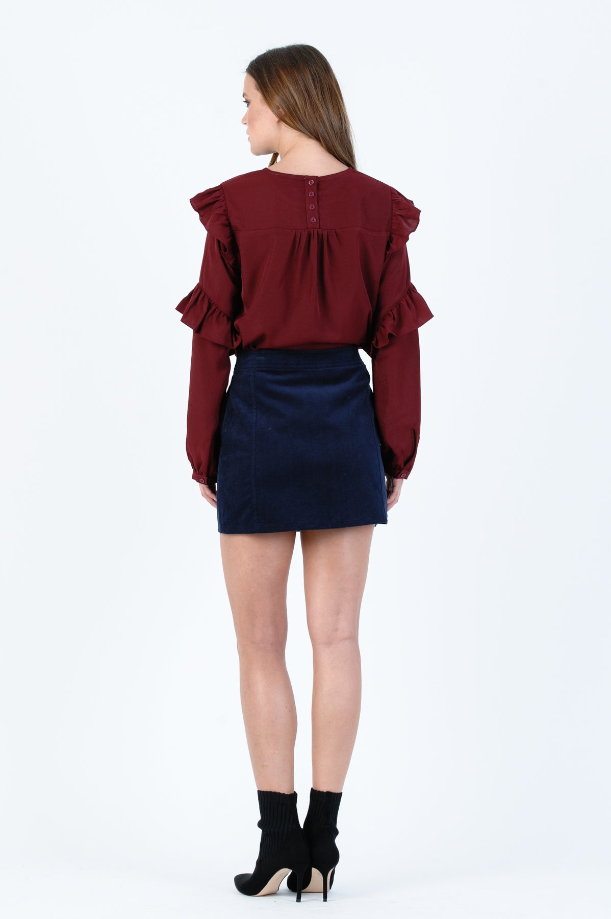ANNALISE HI LO BLOUSE-BURGUNDY