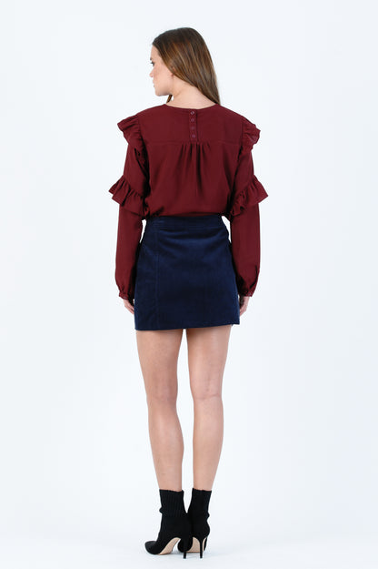ANNALISE HI LO BLOUSE-BURGUNDY