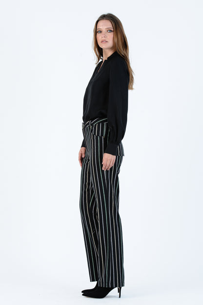 MAYFLOWER CUFFED BLOUSE-OBSIDIAN