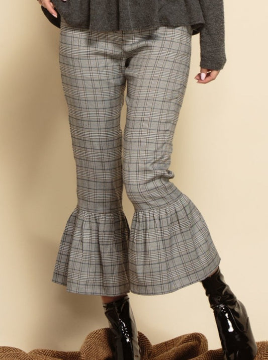 AMBER CROPPED PANTS-BLACK & WHITE PLAID