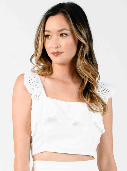 LITAE SCALLOP OVERLAY CROP TANK-WHITE SCALLOP