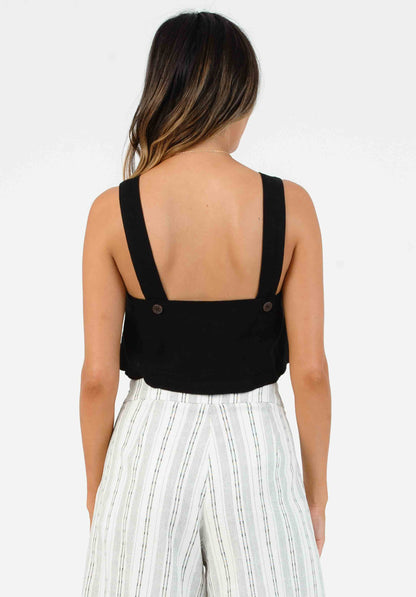 TUTUS BUTTON FRONT CROP TOP | BLACK