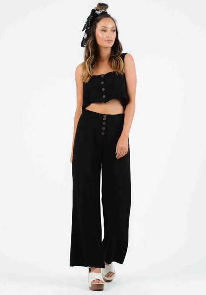 TUTUS BUTTON FRONT CROP TOP | BLACK