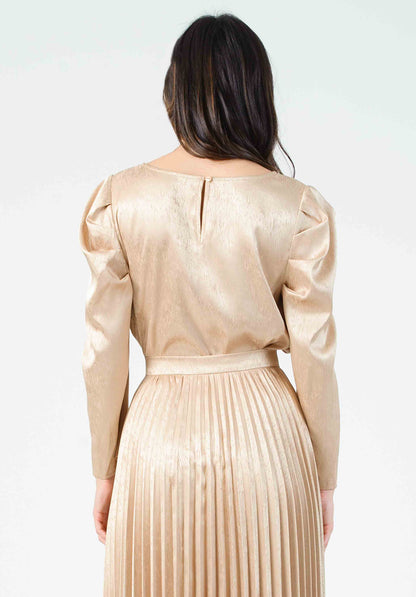 WSS-LCT5214-MOET PUFF SLEEVE BLOUSE  | CHAMPAGNE ZEBRA