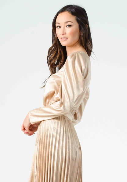 WSS-LCT5214-MOET PUFF SLEEVE BLOUSE  | CHAMPAGNE ZEBRA