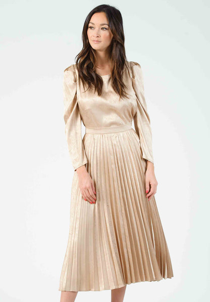 WSS-LCT5214-MOET PUFF SLEEVE BLOUSE  | CHAMPAGNE ZEBRA