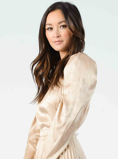 WSS-LCT5214-MOET PUFF SLEEVE BLOUSE  | CHAMPAGNE ZEBRA