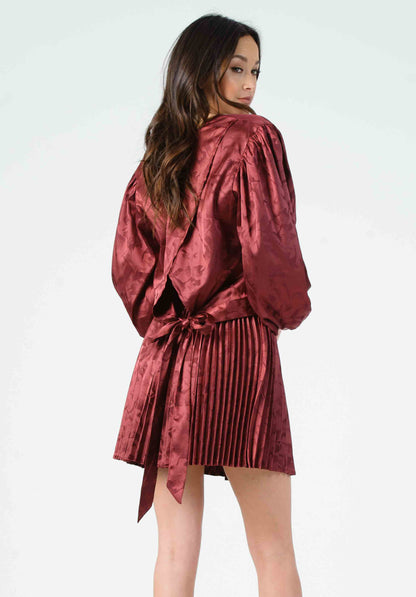 SANDY BACK TIE BLOUSE-MAROON