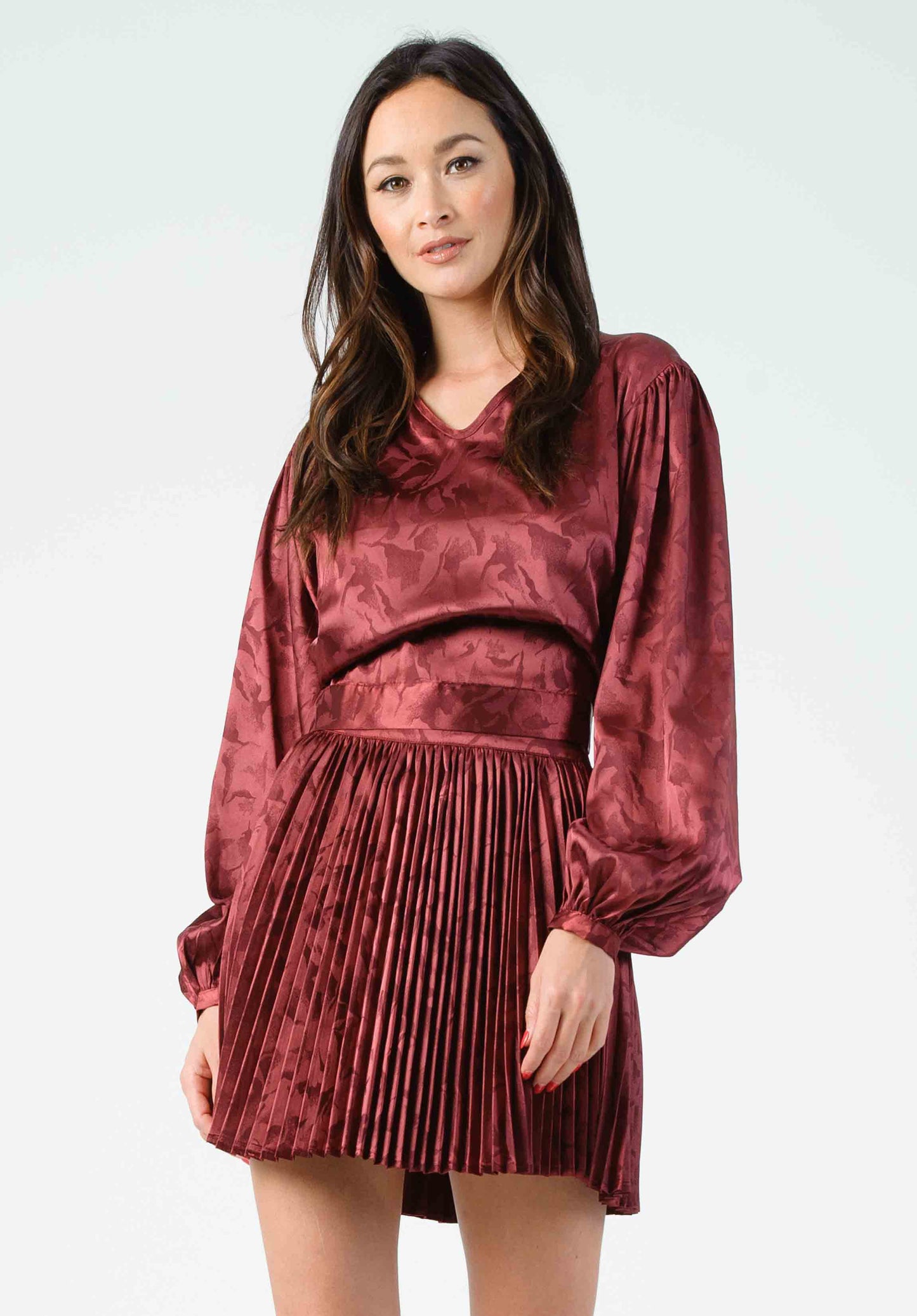 SANDY BACK TIE BLOUSE-MAROON