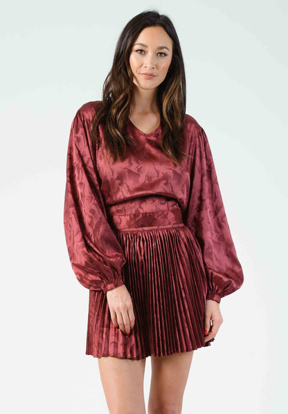 SANDY BACK TIE BLOUSE-MAROON