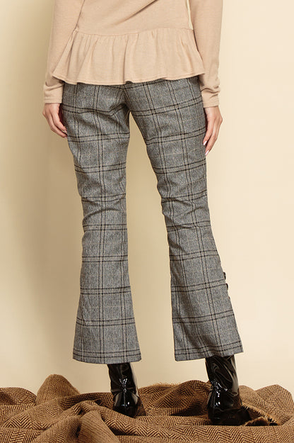 RYLIE CROPPED PANTS-PEPPER PLAID