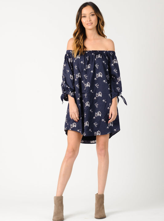 ELIANA OFF SHOULDER DRESS-NAVY FLORAL