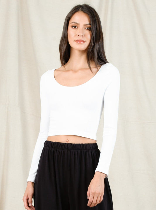 BRENDA LS CROP TOP-WHITE