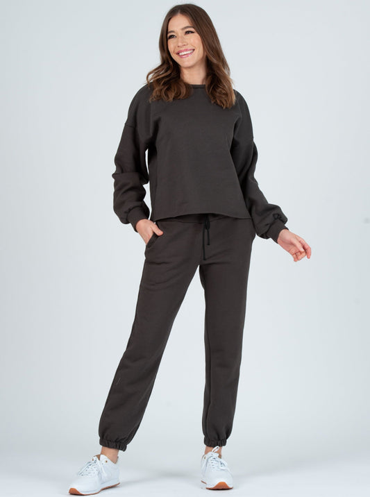 FAYE CHARCOAL FRENCH TERRY SWEATSHIRT & PANT SET