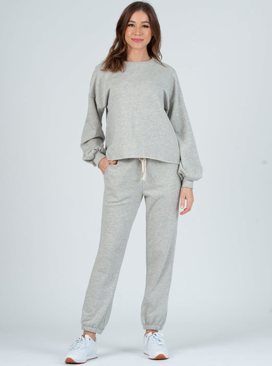 FAYE HEATHER GRAY FRENCH TERRY SWEATSHIRT & PANT SET