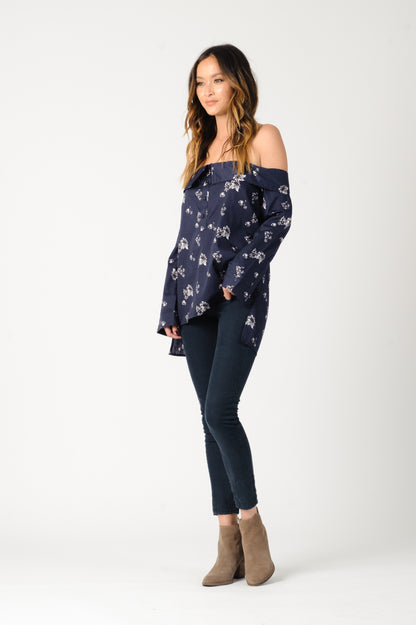 CHARLOTTE OFF SHOULDER TOP-NAVY FLORAL