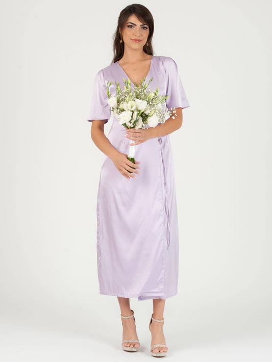 SATIN WRAP DRESS