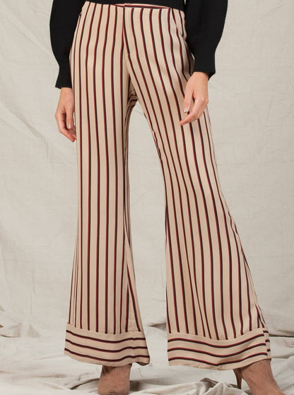 ISLA CONTRAST CUFF PANT-TAN/AUBURN