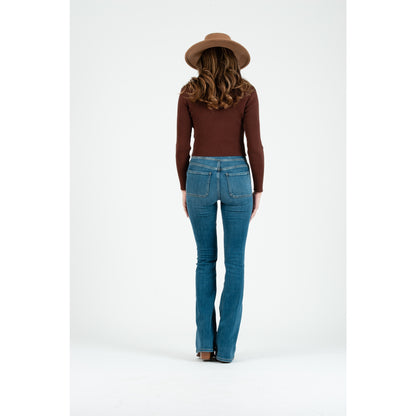 CHELLA RIB SWEATER PEEK A BOO TOP-DK. BROWN
