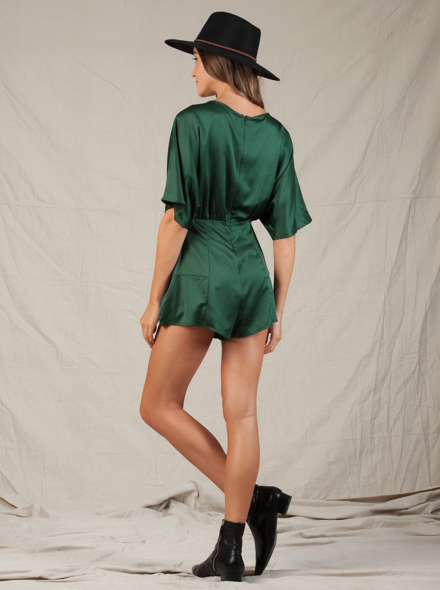 SATIN ROMPER-GREEN