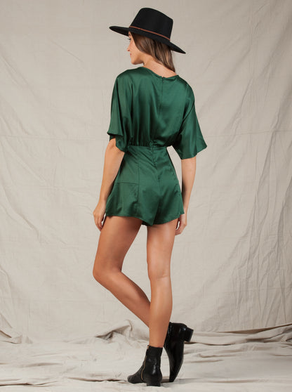 SATIN ROMPER-GREEN