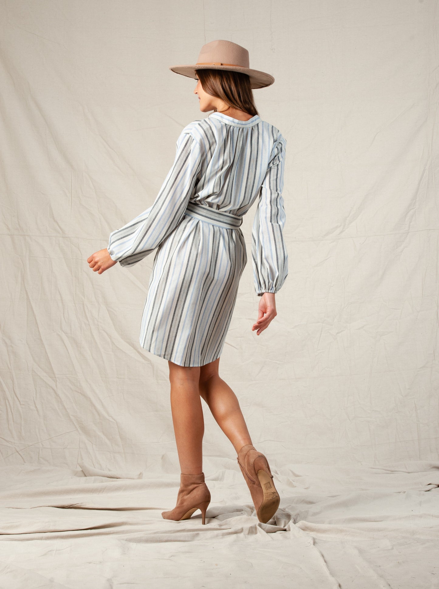 BAILEY SHIRT DRESS-OCEAN STRIPE