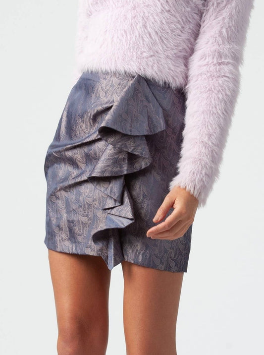 RUFFLE FRONT SKIRT-PERIWINKLE