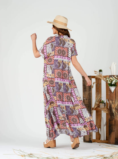 LAVENDER patch maxi dress