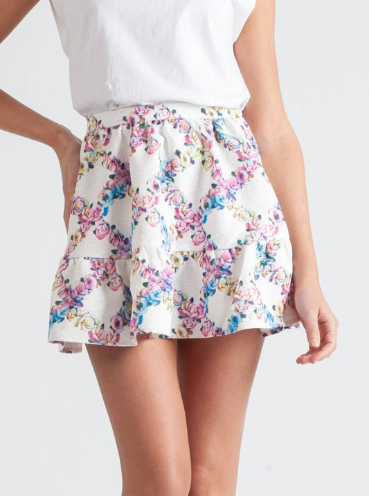 MEL FLORAL JACQUARD SKIRT-IV FLORAL