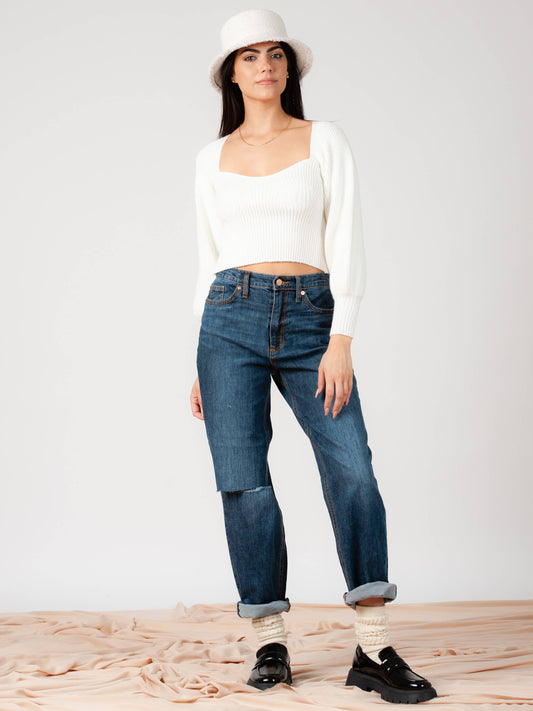 WHITE SWEATER TOP