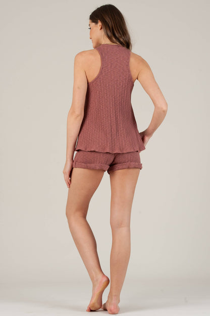 CAMILLA RIBBED SHORTS-CHAI